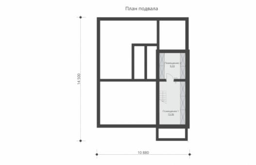 Одноэтажный жилой дом с подвалом и террасой